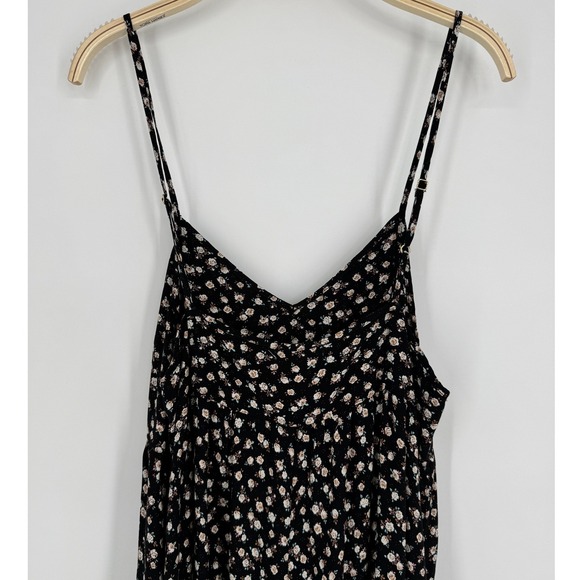 Natural Life Wide Leg Jumpsuit XL Black Floral Boho Cottagecore Casual Comfy - Picture 7 of 9